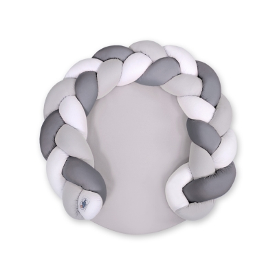 Gevlochten Donut Kussen voor Baby / Speelmat 2 in 1 Wit Grijs Antraciet