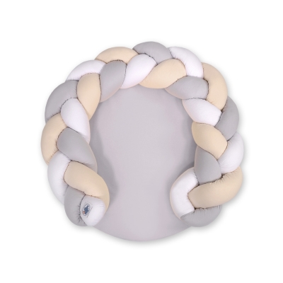 Gevlochten Donut Kussen voor Baby / Speelmat 2 in 1 Wit Grijs Beige