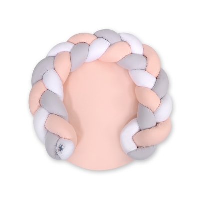 Gevlochten Donut Kussen voor Baby / Speelmat 2 in 1 Wit Grijs Poederroze