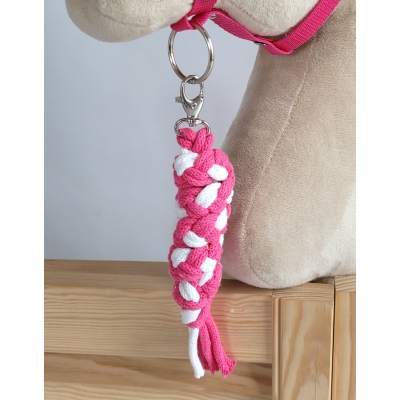 Gevlochten Touw voor Stokpaardje Hobby Horse Wit - Donker Roze