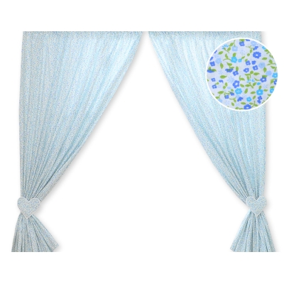 Gordijnen voor Babykamer - Harten Blauw Bloemenweide Bloemen