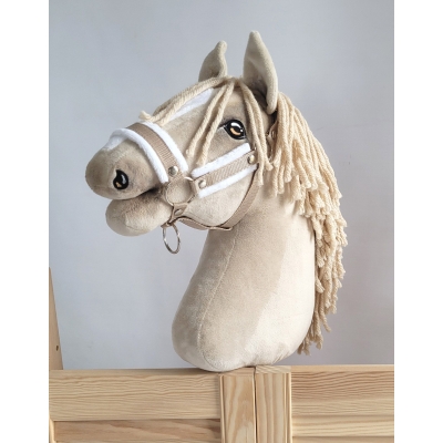 Halster voor Stokpaardje Hobby Horse Beige met witte Bont