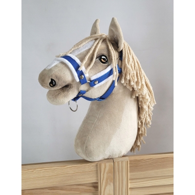 Halster voor Stokpaardje Hobby Horse Blauw met witte Bont