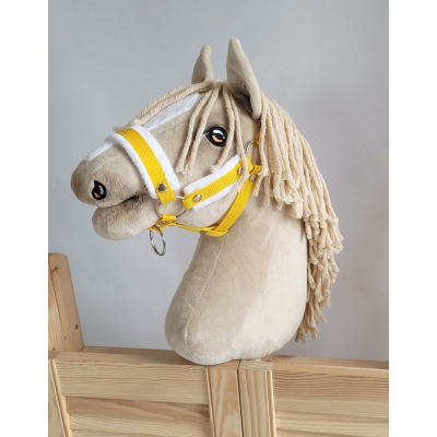Halster voor Stokpaardje Hobby Horse Geel met witte Bont