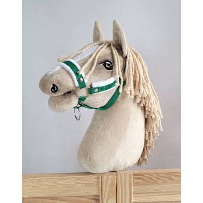 Halster voor Stokpaardje Hobby Horse Groen met witte Bont