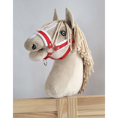Halster voor Stokpaardje Hobby Horse Rood met witte Bont