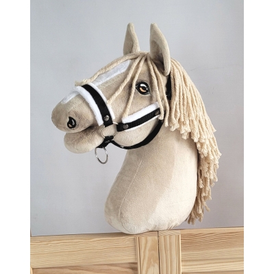 Halster voor Stokpaardje Hobby Horse Zwart met witte Bont