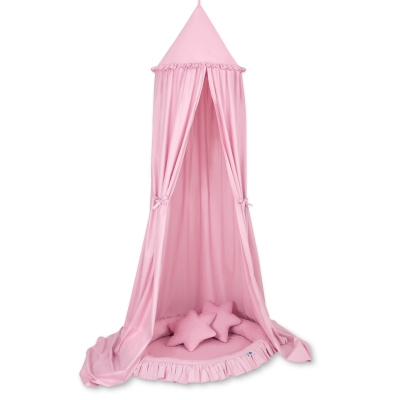 Hangende Klamboe + Nest met Volant + Kussens Roze Voor Meisjes
