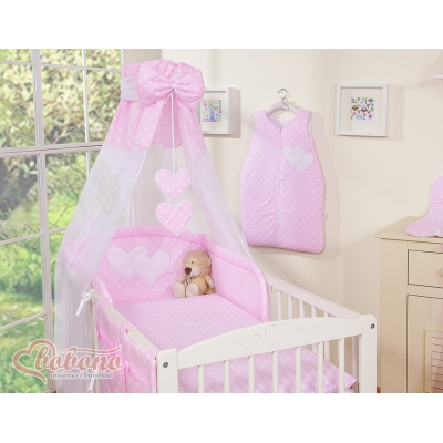 Hemeltje van Tule voor Babybed - Harten Roze Polkaprikker