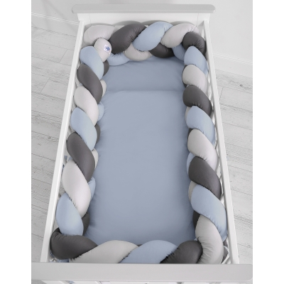 Bedomranding baby vlecht Grijs Antraciet Pastelblauw