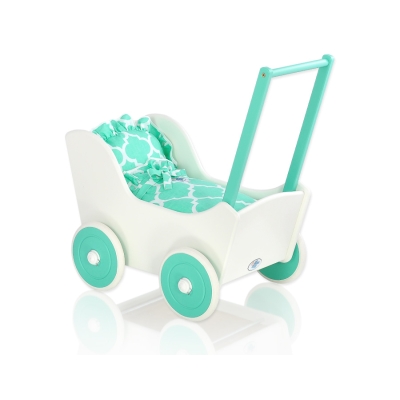 Houten Poppenwagen Mint Wit