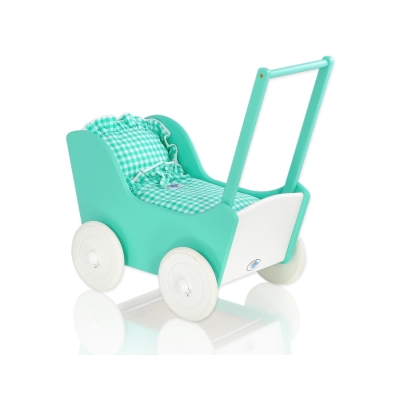 Houten Poppenwagen Mint Wit