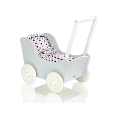 Houten Poppenwagen Wit Grijs