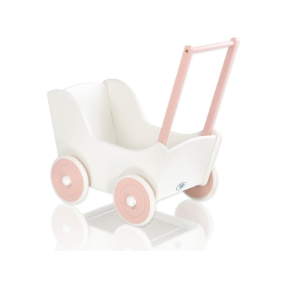 Houten Poppenwagen Wit Poederroze