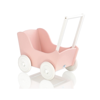 Houten Poppenwagen Wit Poederroze
