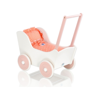 Houten Poppenwagen Wit Poederroze