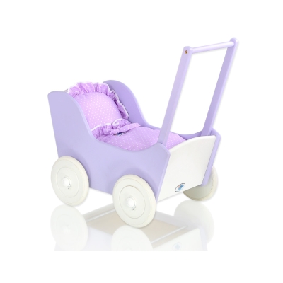 Houten Poppenwagen Wit Purper