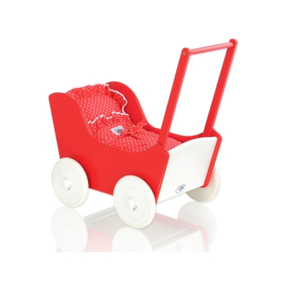 Houten Poppenwagen Wit Rood