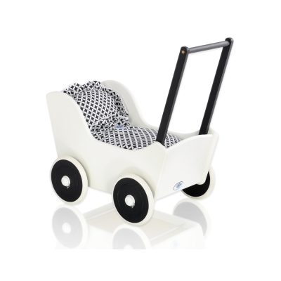 Houten Poppenwagen Wit Zwart