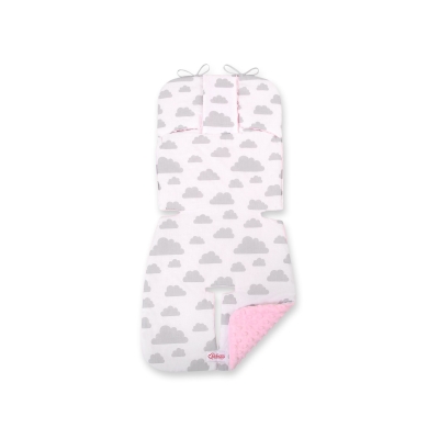 Inlegkussen voor Kinderwagen Roze Grijs Wolken