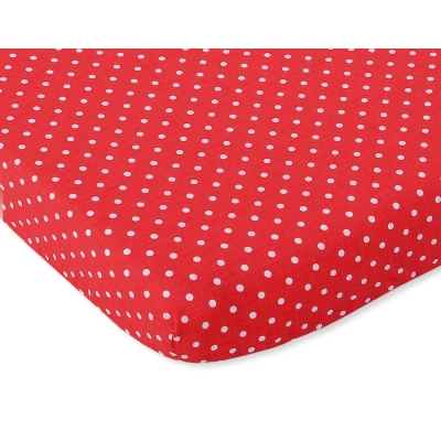 Katoen Hoeslaken 140x70 cm voor Ledikant  Rood Polkaprikker