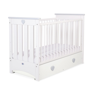Kinderbed 120x60 cm met Lade - Lorenzo III MAXI Wit Grijs