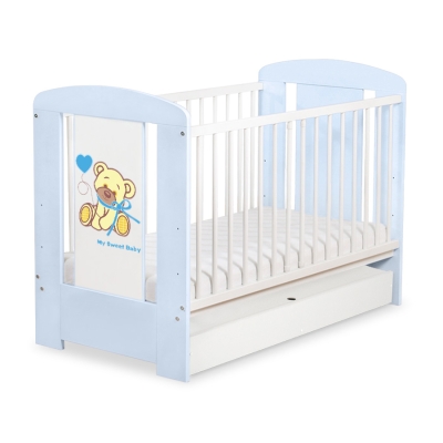 Kinderbed met Lade 120x60 cm - Tedy Bear with bow STANDARD Blauw Bear With Bow