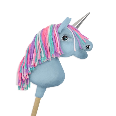 Stokpaard eenhoorn met korte stok Blauw