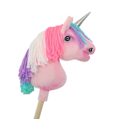 Kleine eenhoorn  stok Roze met Roze manen