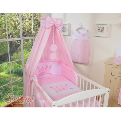 Kleine Prinzessin BabybettwäscheSet 5-tlg mit Himmel -  rosa