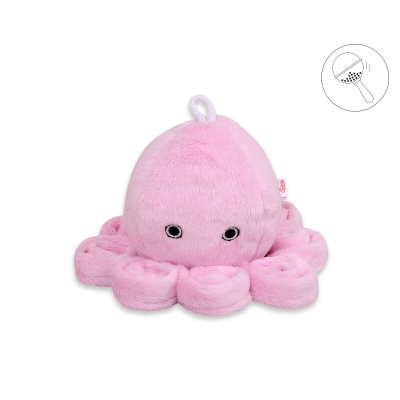Knuffelige Octopus met Rammelaar Roze