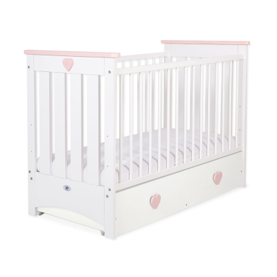 Ledikant met Lade 120x60 cm - Lorenzo III MAXI Wit Poederroze