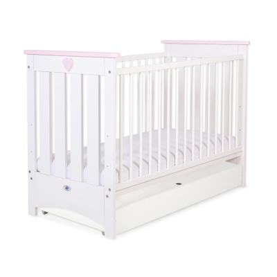 Ledikant met Lade 120x60 cm - Lorenzo III STANDARD Roze Wit