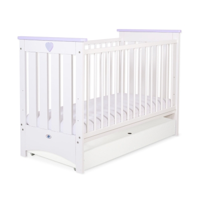 Ledikant met Lade 120x60 cm - Lorenzo III STANDARD Wit Purper