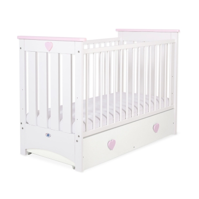 Ledikant met Lade 120x60 cm - Lorenzo MAXI Roze Wit