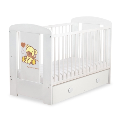 Ledikant met Lade 120x60 cm - Tedy Bear with bow MAXI Ivoor Bear With Bow