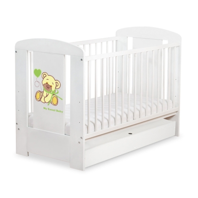 Ledikant met Lade 120x60 cm - Tedy Bear with bow STANDARD Ivoor Bear With Bow