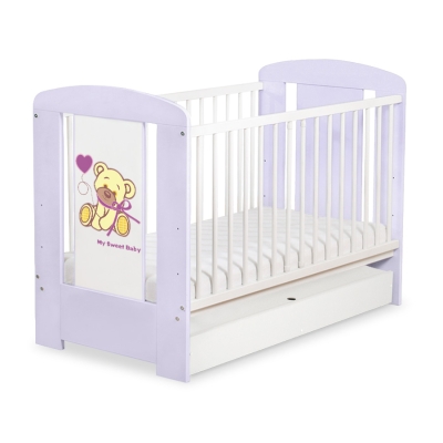 Ledikant met Lade 120x60 cm - Tedy Bear with bow STANDARD Purper Bear With Bow