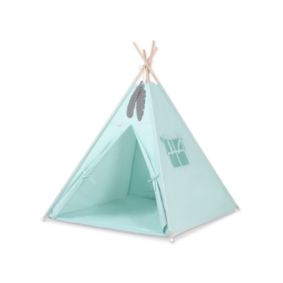 MINI TIPI SET: Tipi-tent + speelmat + GRATIS decoratieve veren Mint
