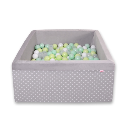 Minky Ballenbak met Ballen 200 st Grijs Polkaprikker
