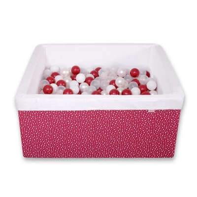 Minky Ballenbak met Ballen 4x50 st Bordeaux Wit-wijnrood