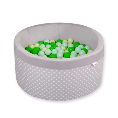 Minky Ballenbak met Ballen 4x50 st Grijs Polkaprikker