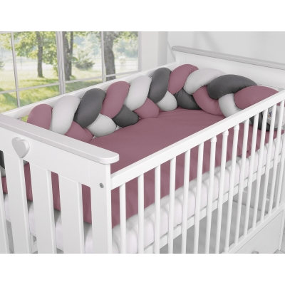 My Sweet Baby Gevlochten Bedbumper voor Babybed 180 cm Grijs Pastelviolet Antraciet