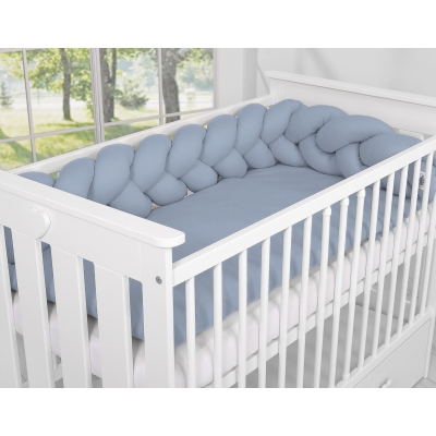 My Sweet Baby Gevlochten Bedbumper voor Babybed 180 cm Pastelblauw