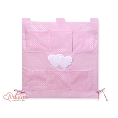 Opbergtas voor Babybed - Harten Roze Polkaprikker