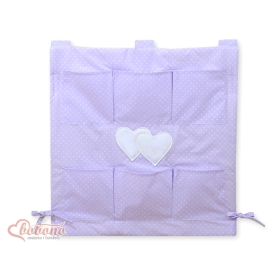 Opbergtas voor Kinderbed - Harten Purper Polkaprikker