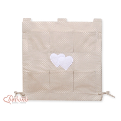 Opbergtas voor Ledikant - Harten Beige Polkaprikker