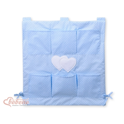 Opbergtas voor Ledikant - Harten Blauw Polkaprikker