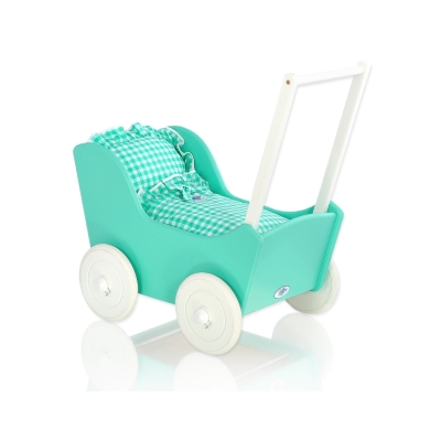 Poppenwagen Hout Mint Wit