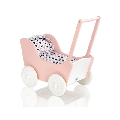 Poppenwagen Hout Wit Poederroze